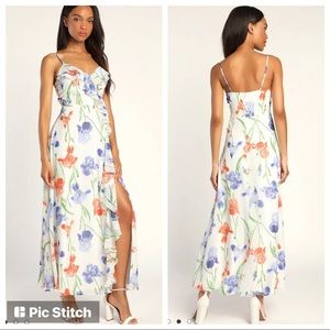 Worn once white floral print Sleeveless Maxi Dress